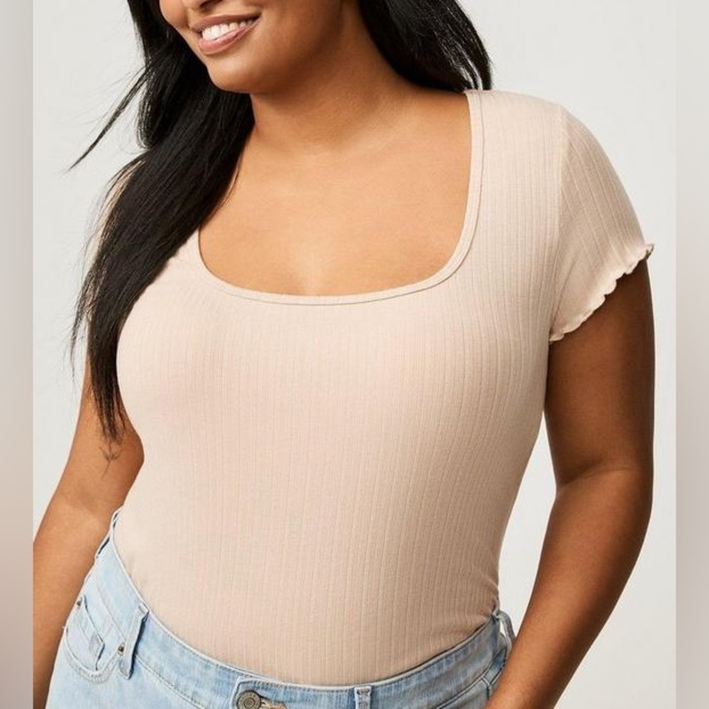 Torrid Vintage Slub Scoop Neck Tee Size 3 Cement Beige NWT